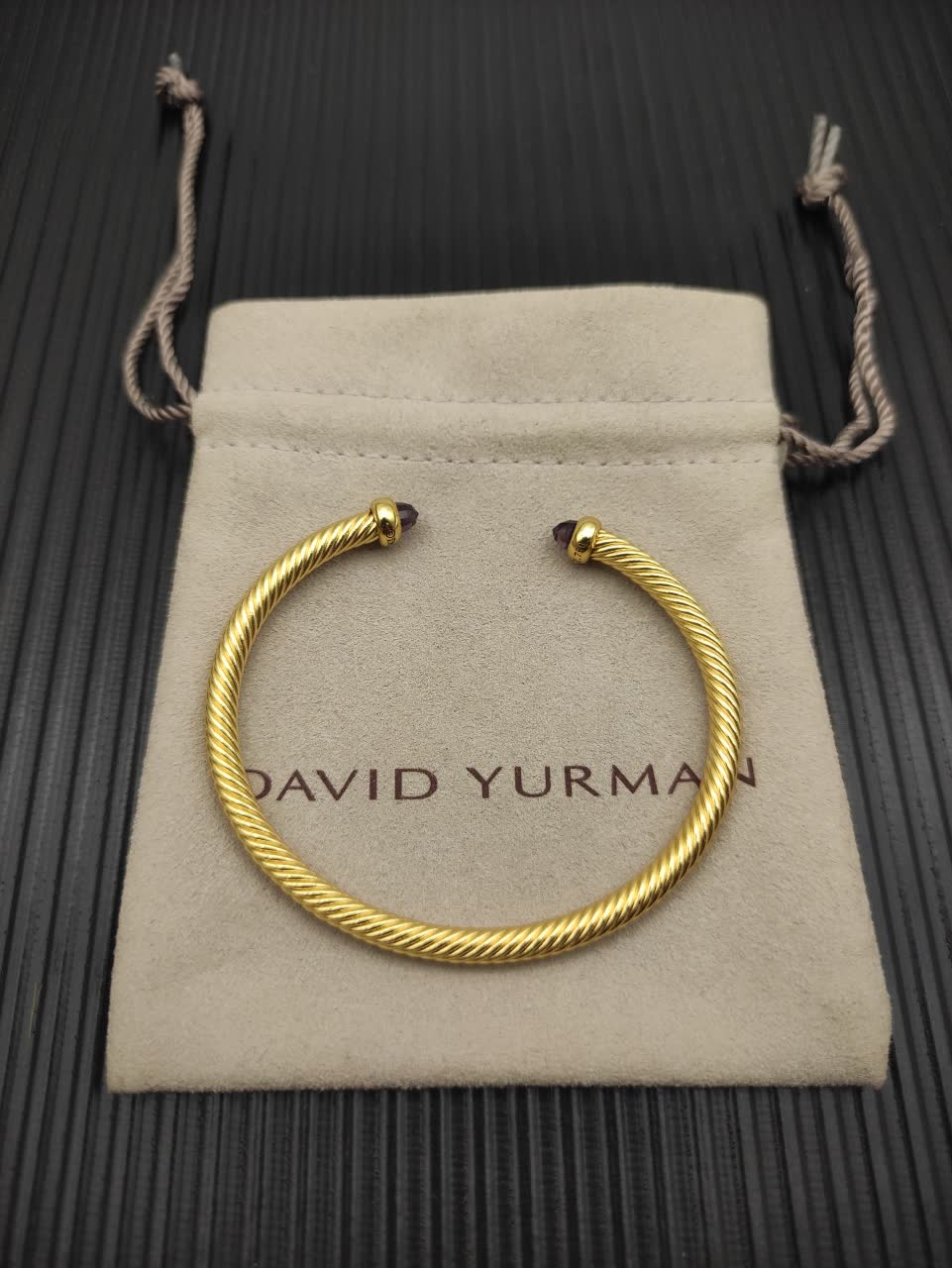 David Yurman Gold Tone Gemstone Cuff Bracelet